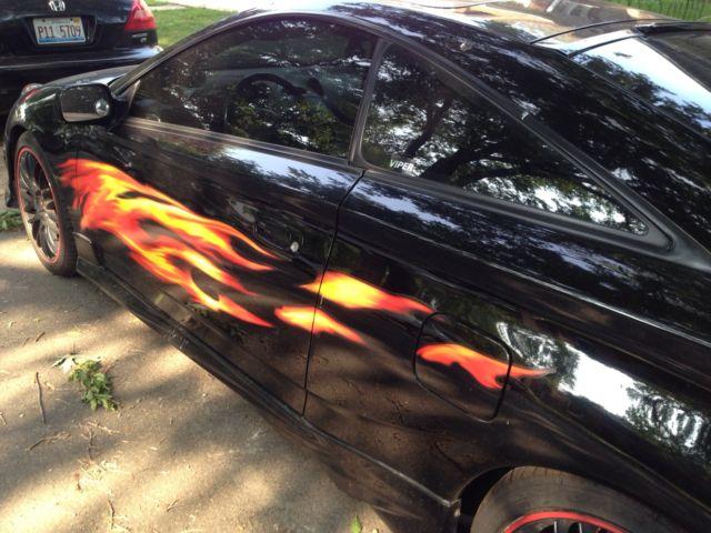flame decals on black car
